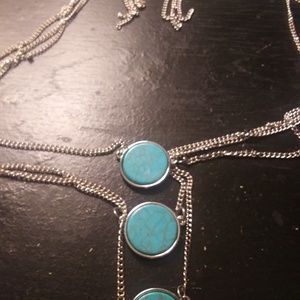 Layered silver and turquoise necklace